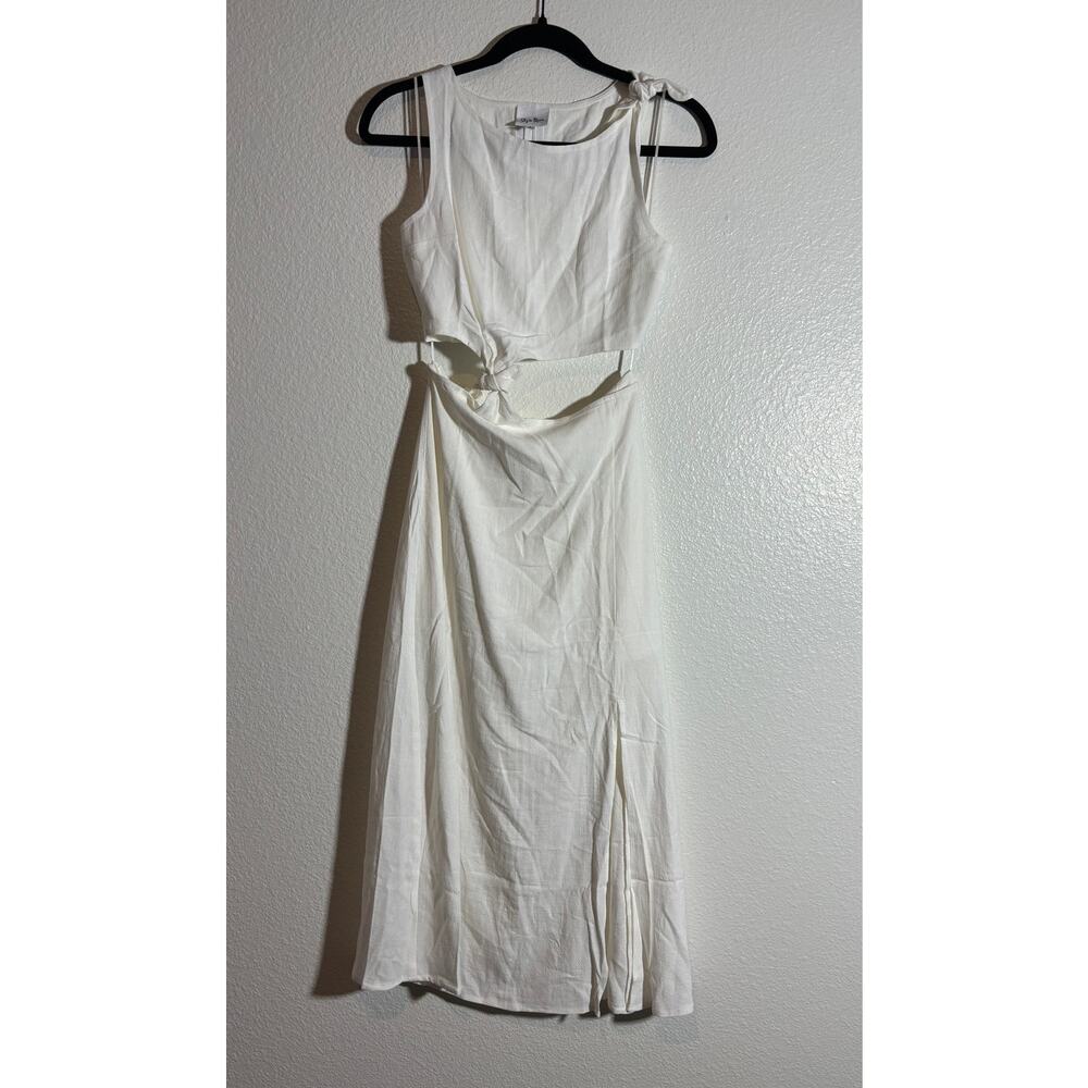 Sky to Moon NWOT Size S White Sleeveless Crop Top & Slit-Front Midi Skirt Outfit